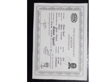 EMLAK  DANIŞMANLIĞI  KURS  BELGESİ (İLK ALDIĞIM)