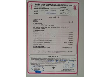 EMLAKÇILAR  ODASI  FİYAT  TARİFESİ