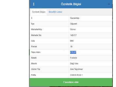 Resmi Yol Üzeri Kuyulu Bahçe 420M² 15 Ağaç Fıstık 5 Zeytin Satılık Arsa Oğuzeli Gürsu Mah