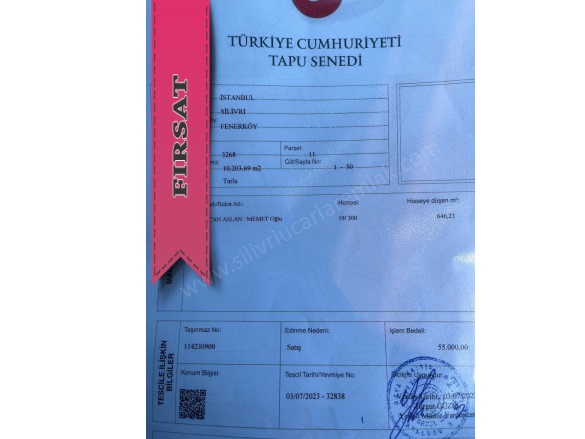 Fener Mah. Silivri Satılık Tarla |  650M2 1.350.000Tl Resim-1