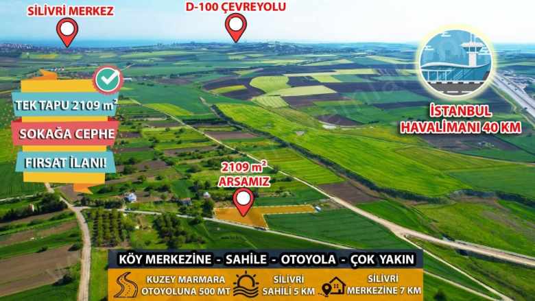 Silivri Fenerköy Mahhallesinde Kömürcü Bağlar Mevkiginde Satılık Tarla 2 110M2 Fener Mah
