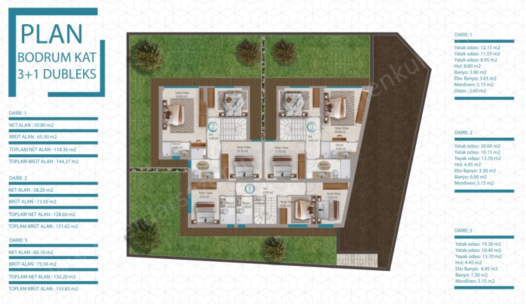 Altınoluk Mah. Edremit Satılık Daire |  3+1 Oda | 152M2 9.000.000Tl  Krediye Uygun  | Bahçe Dubleksi | Yerden Isıtma | 3 Banyo | 3 Yatak Odası Resim-2