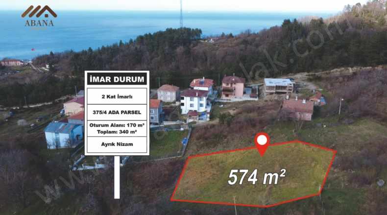 Bağlık Mahallesinde 574 M2 Satılık Arsa Merkez Mah Abana Emlak