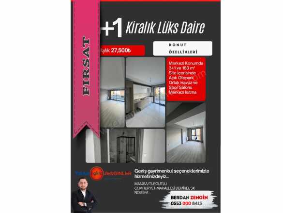 Kiralık Daire 3+1 Manisa Turgutlu Selvilitepe Mah