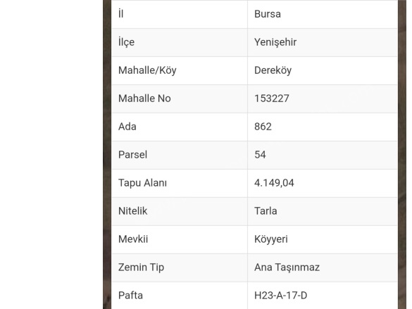 Dereköy Yenişehir Satılık Tarla |  4149M2 1.800.000Tl Resim-3