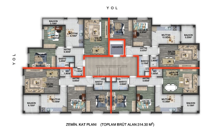 Merkez Turhal Satılık Daire |  2+1 Oda | 115M2 2.800.000Tl | 4. Kat | Kombi | 1 Banyo Resim-2
