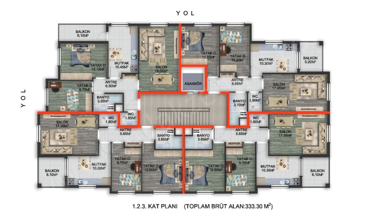 Merkez Turhal Satılık Daire |  2+1 Oda | 115M2 2.800.000Tl | 4. Kat | Kombi | 1 Banyo Resim-3