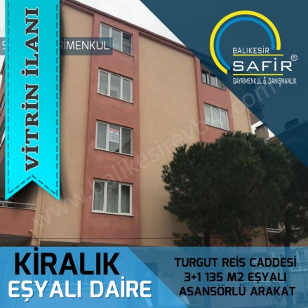 Atatürk Karesi Kiralık Daire |  3+1 Oda | 135M2 Aylık 20.500Tl Eşyalı  | 3. Kat | Kombi | 1 Banyo | 3 Yatak Odası Resim-1