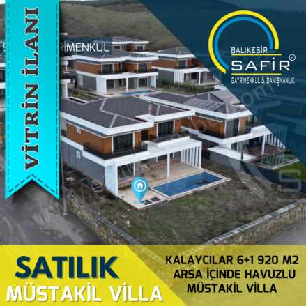 Balıkesir Satılık Villa Müstalik Safir Den Kalaycılar 6+1 920 M2 Arsa içinde Havuzlu Müstakil Karesi