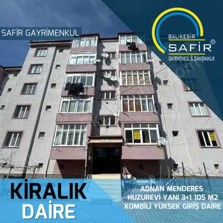 Balıkesir Kiralık Daire Safir Den Adnan Menderes Huzurevi Yanı 3+1 105 M2 Kombili Yüksek Giriş Karesi Adnanmenderes