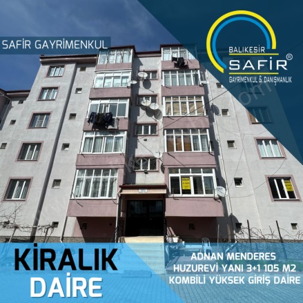 Adnanmenderes Karesi Kiralık Daire |  3+1 Oda | 105M2 Aylık 15.500Tl | Yüksek Giriş | Kombi | 1 Banyo | 3 Yatak Odası Resim-1