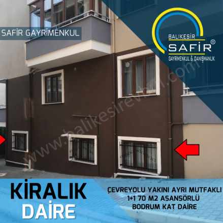 Balıkesir Kiralık Daire Safir Den Çevreyolu Yakını Ayrı Mutfaklı 1+1 70M2 Asansörlü Bodrum Kat Karesi Maltepe