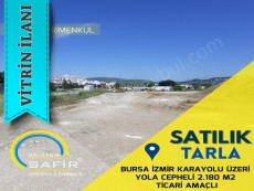 BALIKESİR SATILIK TARLA SAFİR DEN BURSA İZMİR KARAYOLU ÜZERİ YOLA CEPHELİ 2.180 M2 TİCARİ AMAÇLI