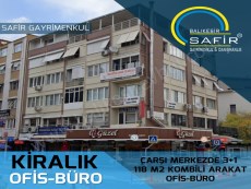 BALIKESİR KİRALİK OFİS SAFİR DEN ÇARŞI MERKEZ VALİLİK KARŞISI 3+1 130 M2 ARAKAT OFİS BÜRO