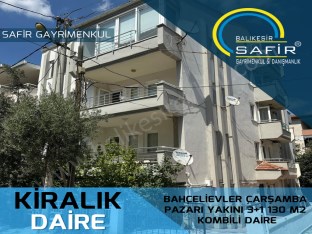 BALIKESİR KİRALIK DAİRE SAFİR DE BAHÇELİEVLER ÇARŞAMBA PAZARI YAKINI 3+1 130 M2 KOMBİLİ DAİRE