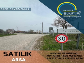 MANYAS SATILIK ARSA SAFİR DEN MANYAS PEYNİRKUYU KÖY İÇİNDE 1.590 M2 İMARLI ASFALT YOLA CEPHELİ ARSA