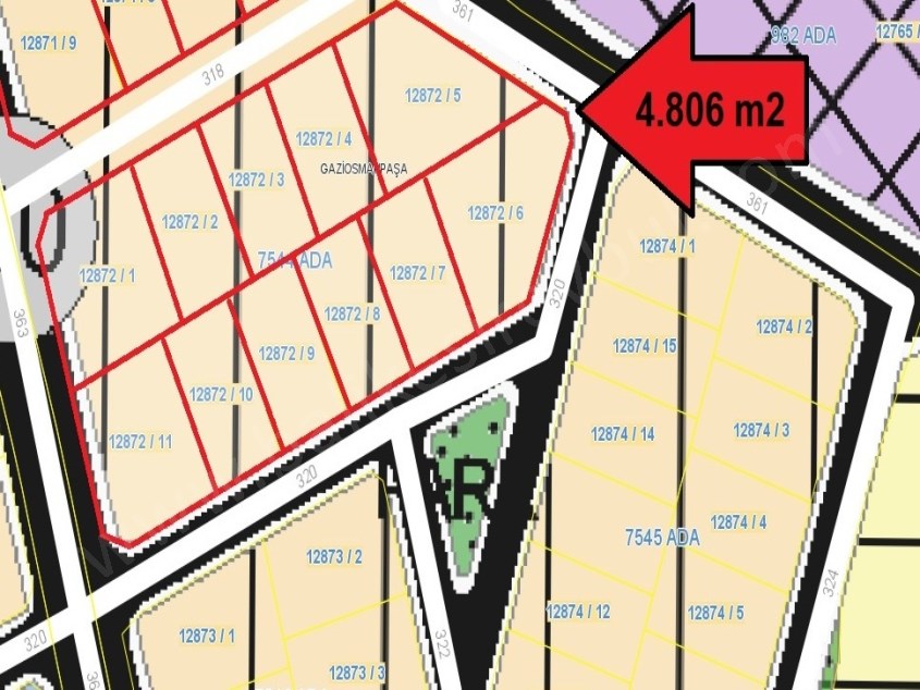 BALIKESİR SATILIK ARSA SAFİR DEN GAZİOSMANPAŞA TOPLAMDA 11 ARSA 4.806 M2 ADA 