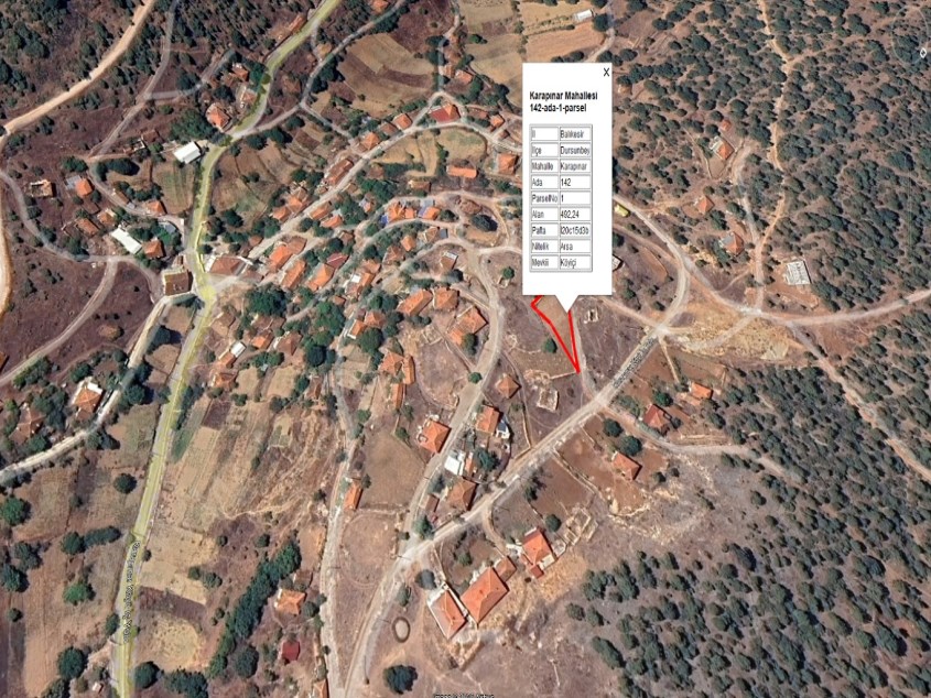 BALIKESİR SATILIK ARSA SAFİR DEN BALIKESİR DURSUNBEY KARAPINARDA 492 M2 KONUT İMARLI KÖŞE ARSA