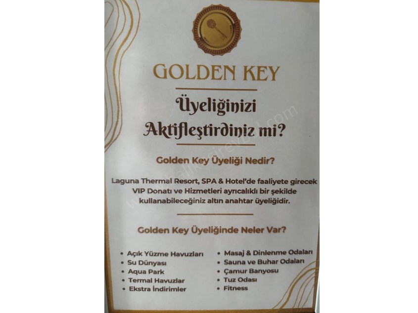 BALIKESİR SATILIK DEVREMÜLK SAFİR DEN LAGUNA TERMAL RESORT 7 GÜNLÜK (GOLDEN KEY ÜYELİĞİ) MAVİ DÖNEM