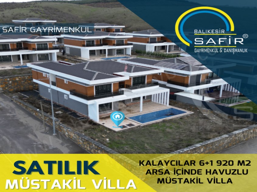 BALIKESİR SATILIK MÜSTALİK VİLLA SAFİR DEN KALAYCILAR 6+1 920 M2 ARSA İÇİNDE HAVUZLU MÜSTAKİL VİLLA
