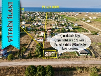 Sakin Konumda 302M2 Satılık Arsa Köşe Başı Biga Gümüşçay Denizatı Emlak