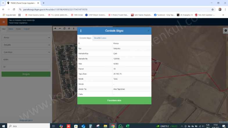 Selçuklu Çaltı Mahallesinde Çevre Yolu içerisinde ileriye Dönük Satılık Tarla