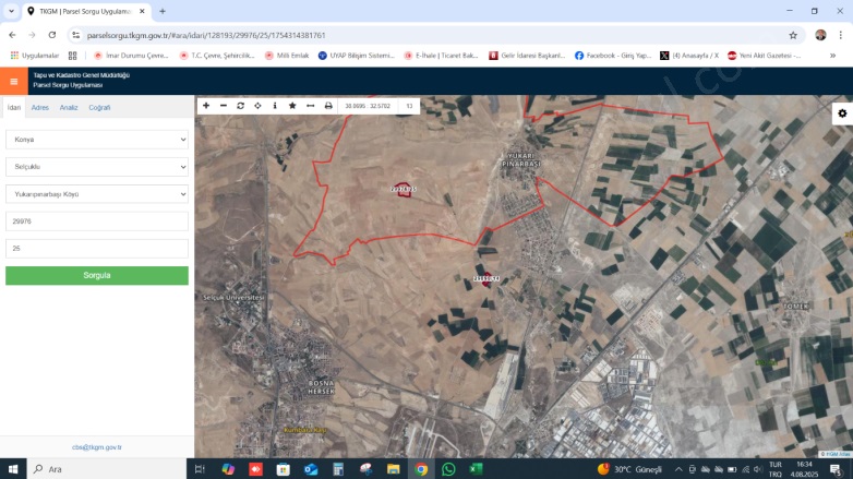 Yukarıpınarbaşı Selçuklu Satılık Tarla |  5000M2 2.950.000Tl Resim-4