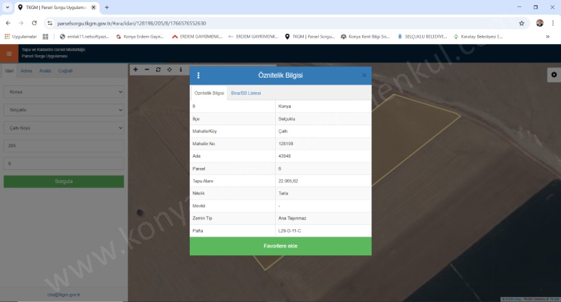 Çaltı Selçuklu Satılık Tarla |  22065M2 4.850.000Tl Resim-1