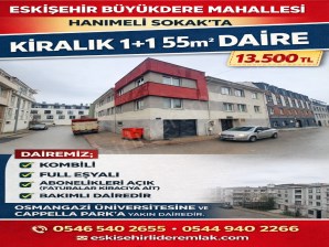 ESKİŞEHİR BÜYÜKDERE MAH. HANIMELİ SK. ABONELİKLERİ AÇIK KİRALIK 1+1 EŞYALI DAİRE