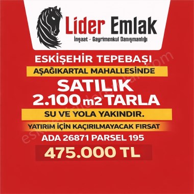 ESKİŞEHİR TEPEBAŞI AŞAĞIKARTAL MAHALLESİNDE SATILIK TARLA