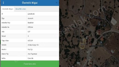 ÇANAKKALE İLİ AYVACIK İLÇESİ BUDAKLAR KÖYÜ SATILIK İMARLI ARSA
