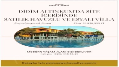 DİDİM ALTINKUMDA SATILIK HAVUZLU VE EŞYALI VİLLA 260 M23629