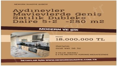 Aydınevler Mavi Evlerde Satılık Geniş 5+2 Dubleks 280 m2