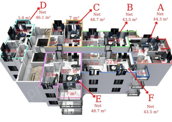 Elit 4 Residence Cikcillide Satılık 1+1 Daire Kat Planı