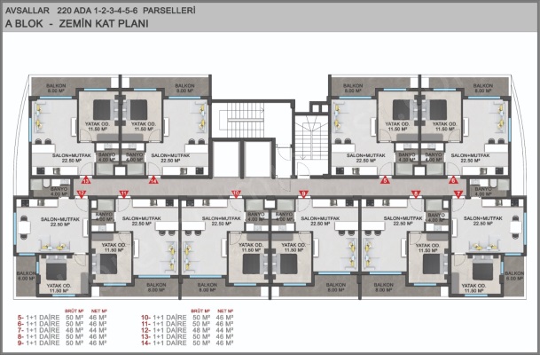 AVSALLAR YENİ PROJEDEN LUXURY DAIRELER ÖZEL PLAJ  PARK TOWER Kat Planı