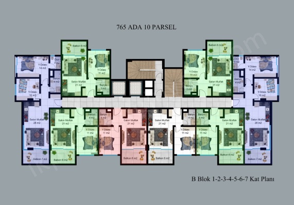 Квартиры около пляжа Клеопатра KONAK TWİN TOWERS 3 Поэтажный план