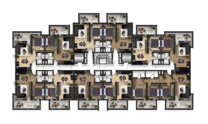 Mahmutlarda MERKEZİ KONUM  FLORA CORNER SATILIK daireler Floor plan