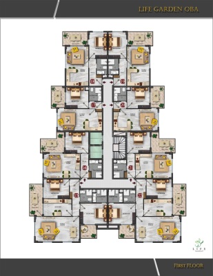 Konak Twin Towers 3 – Luxuswohnungen zum Verkauf im Zentrum von Alanya Kat Planı