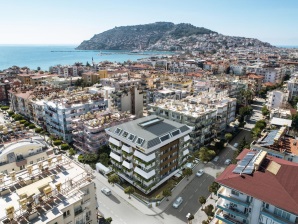 ZU VERKAUFEN: 1+0 MÖBLIERTES LUXUS-STUDIOAPARTMENT IN THE YACHT ALANYA CENTER 250M ZUM MEER