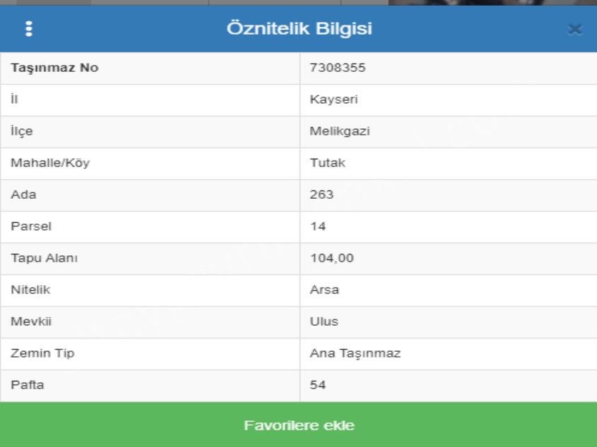 MELİKGAZİ BELEDİYESİNE  TAKASA VERİLEBİLECEK  ARSA ŞİREMENLİDE 