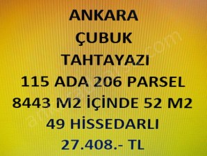 ANKARA ÇUBUK TAHTAYAZI DA 52 m2 HİSSELİ TAPULU TARLA