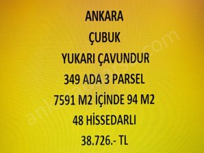 ANKARA ÇUBUK YUKARI ÇAVUNDUR DA 94 M2 HİSSELİ TAPULU TARLA