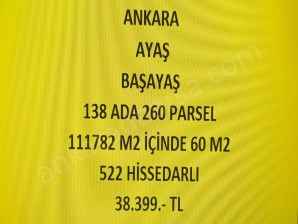 ANKARA AYAŞ BAŞAYAŞ DA 60 M2 HİSSELİ TAPULU TARLA