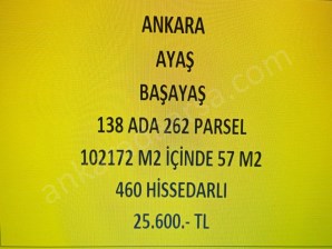 ANKARA AYAŞ BAŞAYAŞ DA 57 M2 HİSSELİ TAPULU TARLA