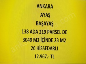 ANKARA AYAŞ BAŞAYAŞ DA 23 M2 HİSSELİ TAPULU TARLA