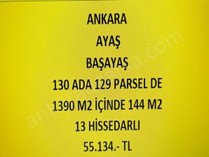 ANKARA AYAŞ BAŞAYAŞ DA 144 M2 HİSSELİ TAPULU TARLA