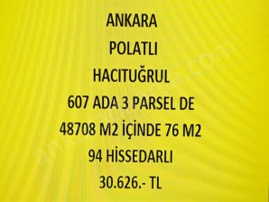 ANKARA POLATLI  HACITUĞRUL DA 76 M2 HİSSELİ TAPULU TARLA