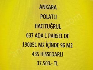 ANKARA POLATLI  HACITUĞRUL DA 96 M2 HİSSELİ TAPULU TARLA