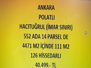 ANKARA POLATLI  HACITUĞRUL DA 111 M2 HİSSELİ TAPULU TARLA