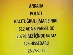 ANKARA POLATLI  HACITUĞRUL DA 64 M2 HİSSELİ TAPULU TARLA 
